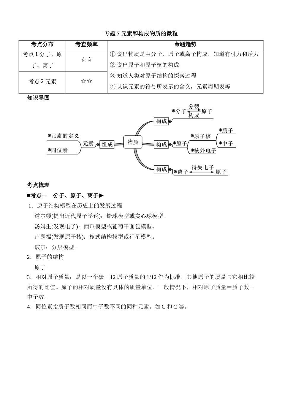 专题07 元素和构成物质的微粒_中考科学.docx_第1页