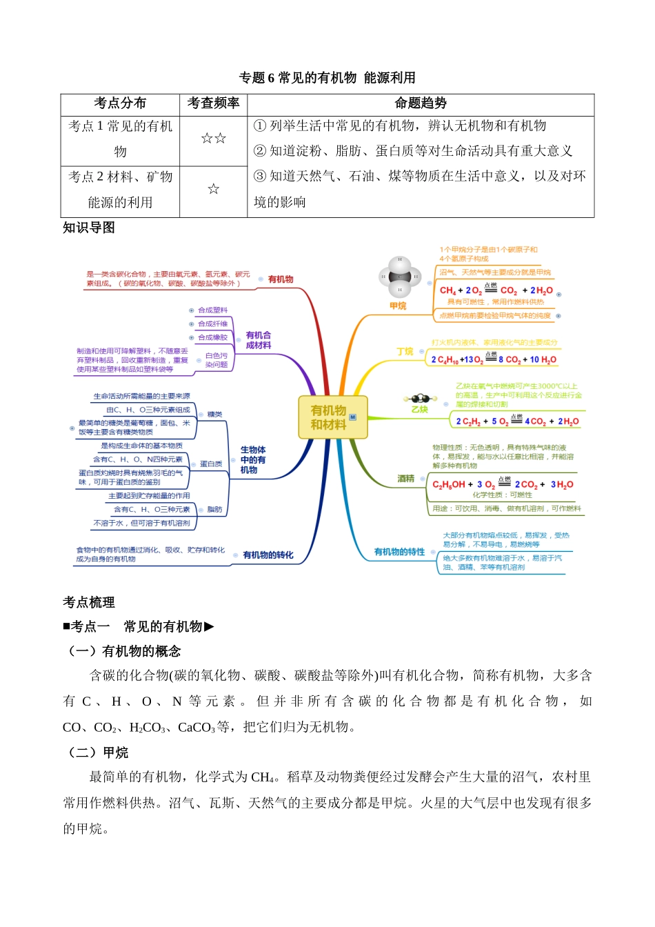 专题06 常见的有机物 能源利用_中考科学.docx_第1页