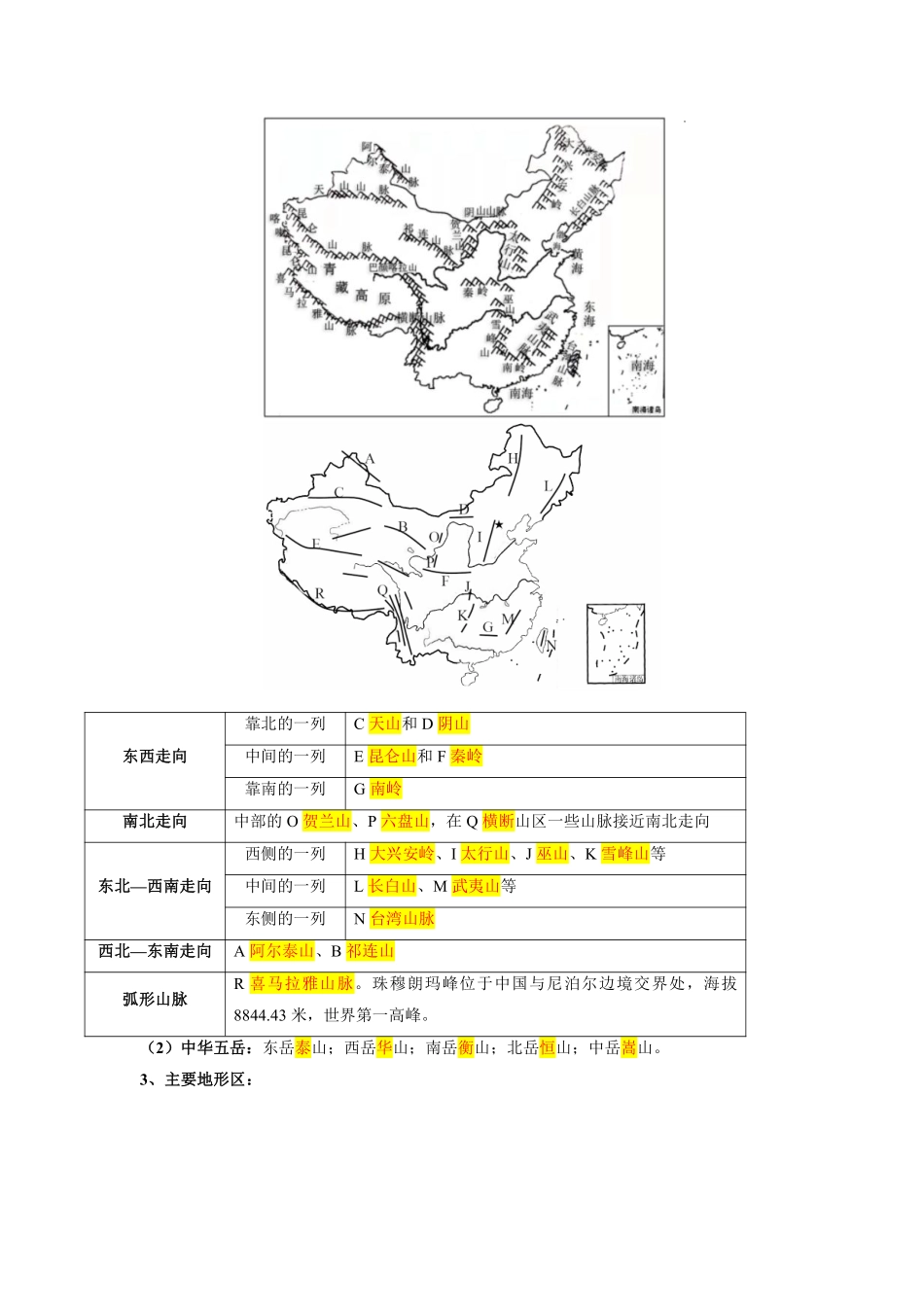 第二章  中国的自然环境（考点梳理卷）（人教版）（解析版）_八年级上册_八年级上册.pdf_第2页