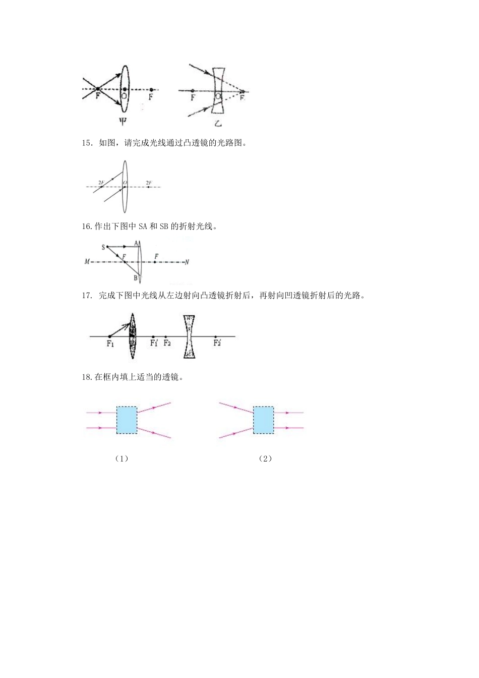 人教版八年级上册物理 5.1 透镜 同步练习_八年级上册_八年级上册.pdf_第3页