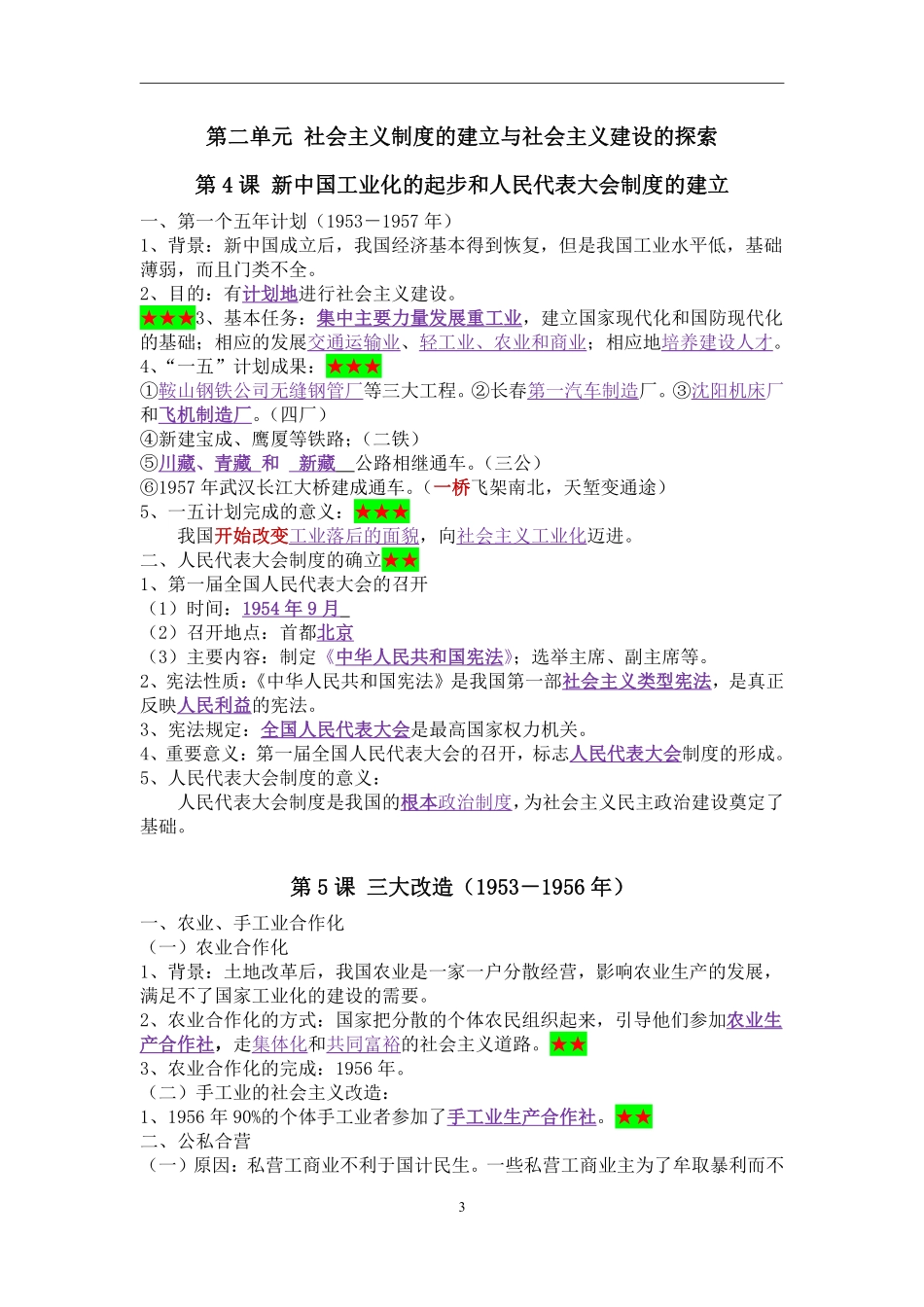 1.人教部编版历史八年级下册复习总结提纲_八年级下册.pdf_第3页