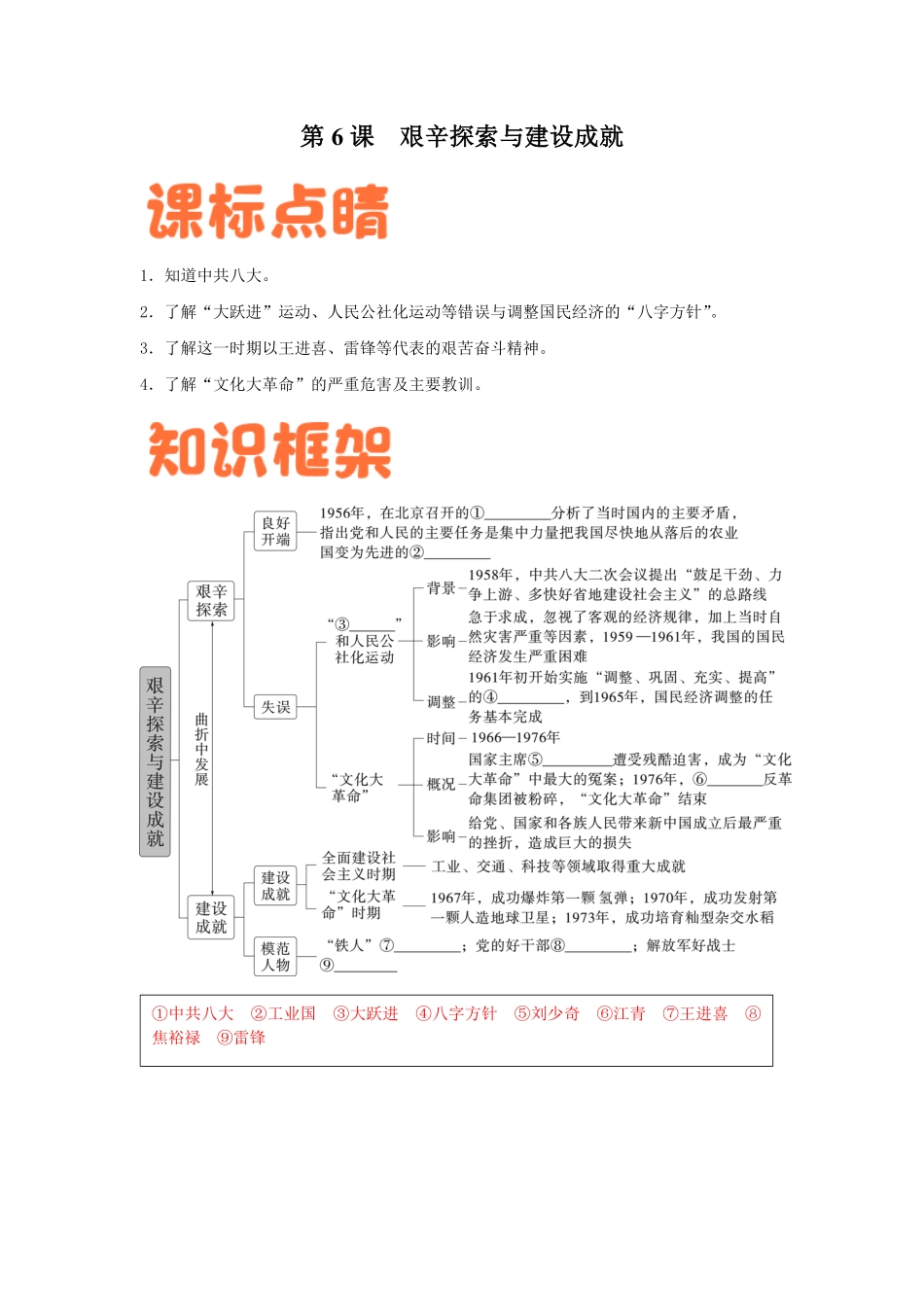 第6课  艰辛探索与建设成就-八年级历史下册课后培优分级练（部编版）_八年级下册.pdf_第1页