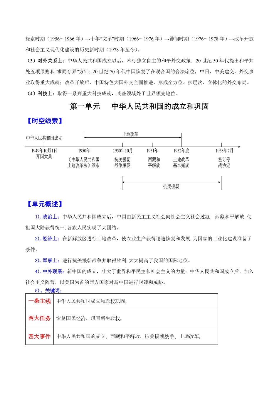 背记要点与突破练习01  中华人民共和国的成立和巩固（原卷版）_八年级下册.pdf_第2页