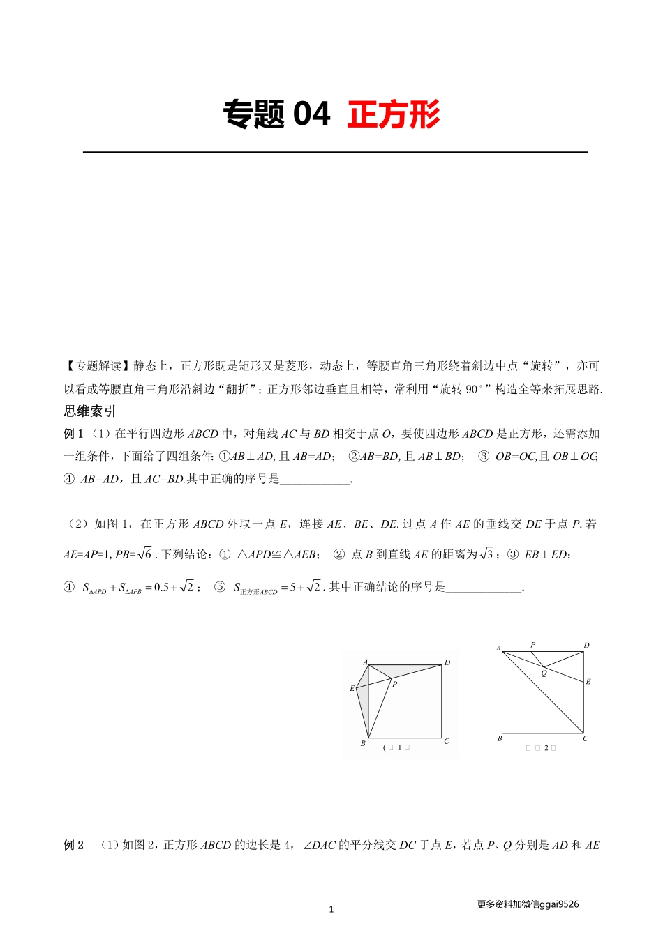 专题04 正方形_八年级下册_八年级数学下册.pdf_第1页