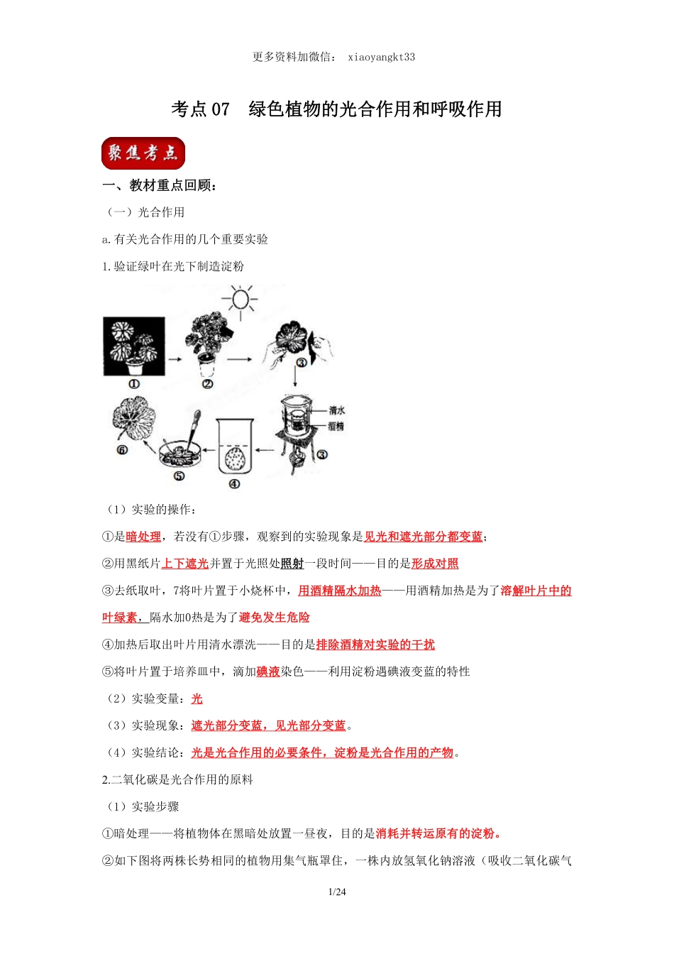 考点07 绿色植物的光合作用和呼吸作用（解析版）_八年级下册_八年级下册生物.pdf_第1页