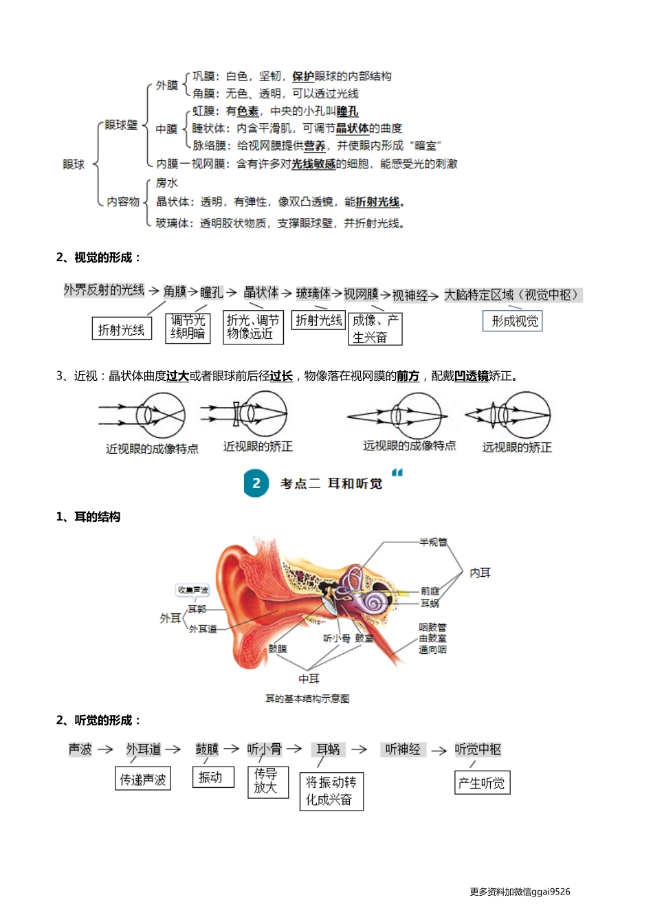 清单07 人体生命活动的调节（5大考点+6大高频命题点）2024年中考生物一轮复习知识清单_八年级下册_八年级下册生物.pdf_第2页