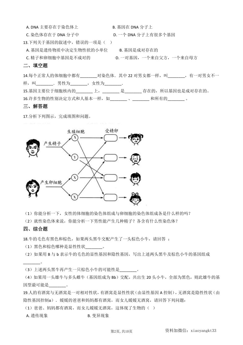 【冀教生物】 6.2.1遗传--同步练习_八年级下册_八年级下册生物.pdf_第2页