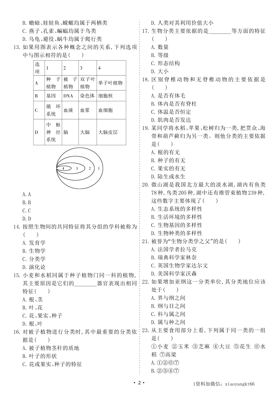 【八下北师生物】第22章综合测试卷A（试卷）_八年级下册_八年级下册生物.pdf_第2页