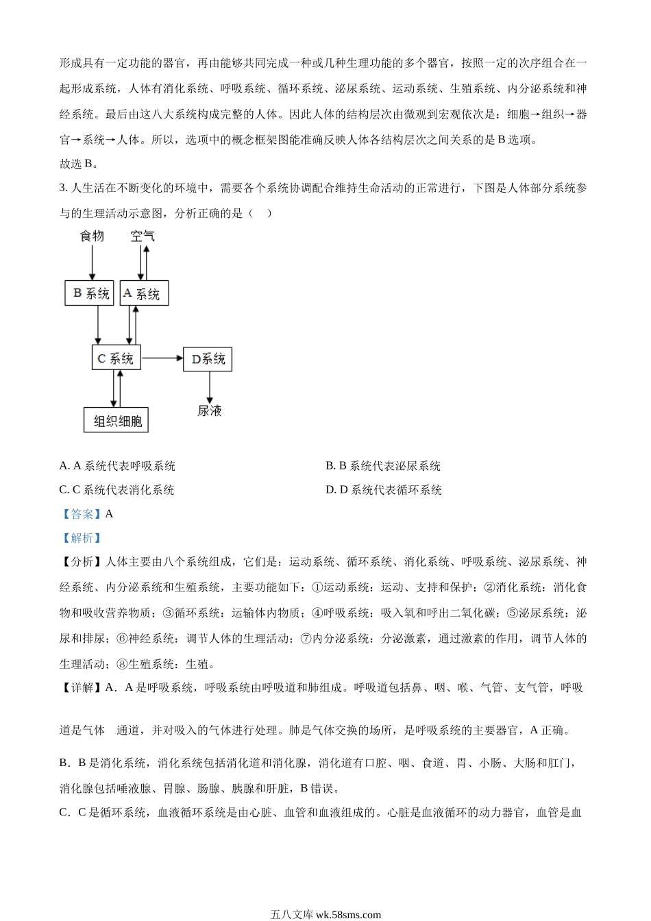 精品解析：2022年湖北省随州市中考生物真题（解析版）_八年级下册生物.docx_第2页