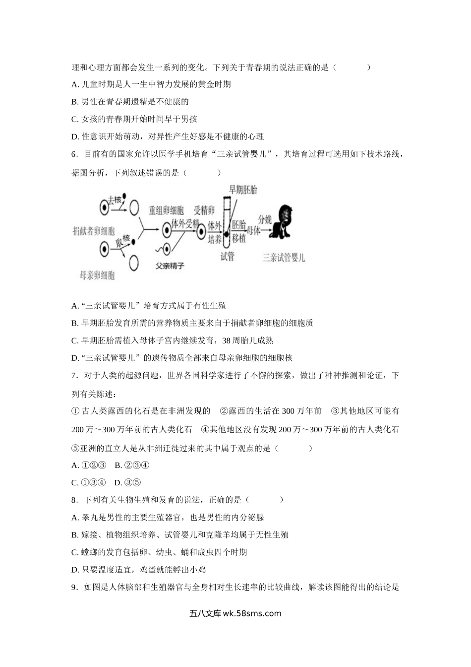 中考生物会考复习专项训练10：人的由来（解析版）_八年级下册生物.docx_第2页