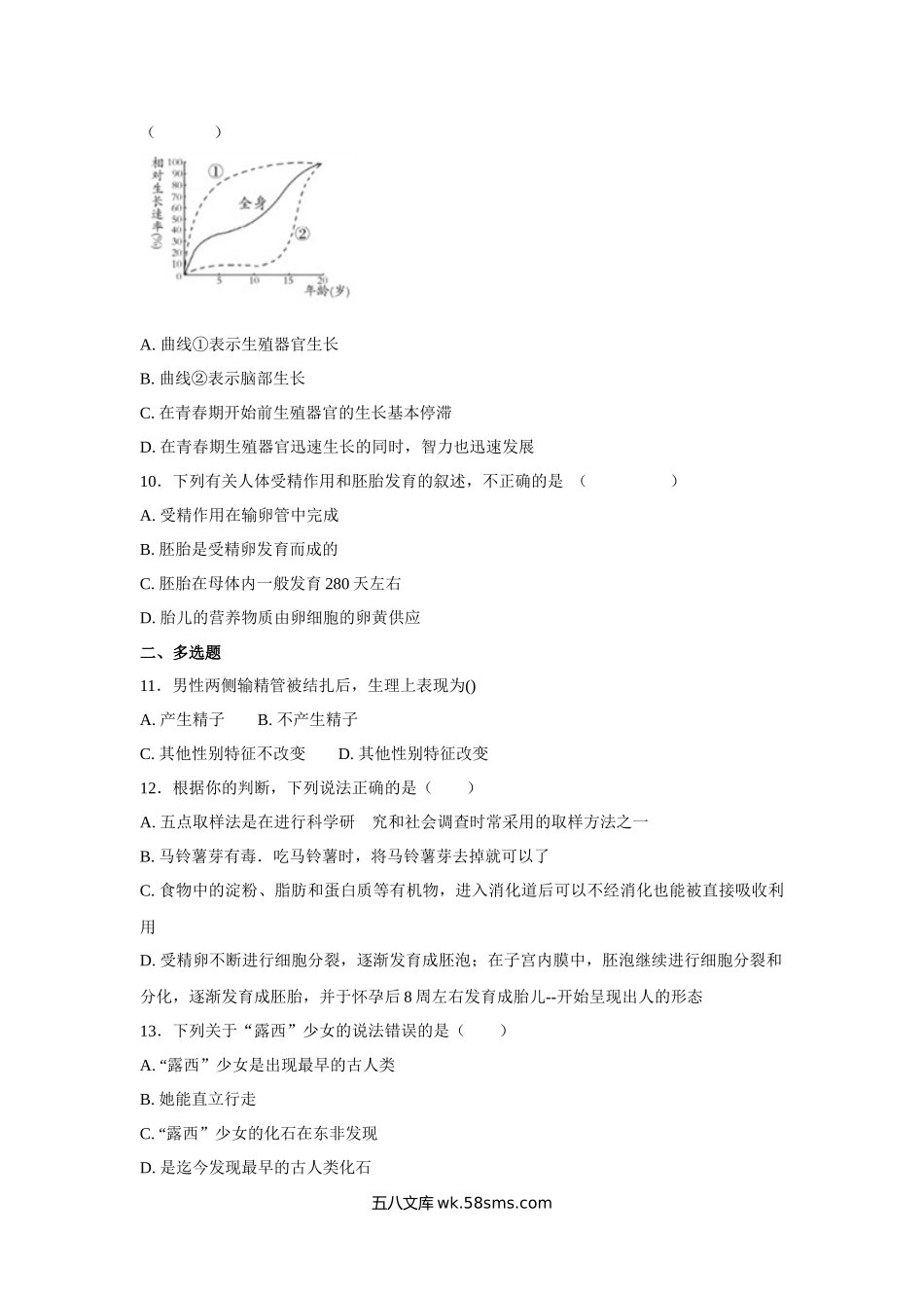 中考生物会考复习专项训练10：人的由来（解析版）_八年级下册生物.docx_第3页