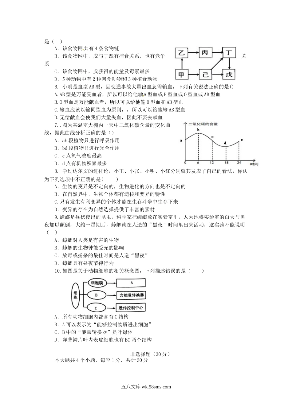 湖北省恩施市2019中考生物仿真模拟试题3_八年级下册生物.docx_第2页