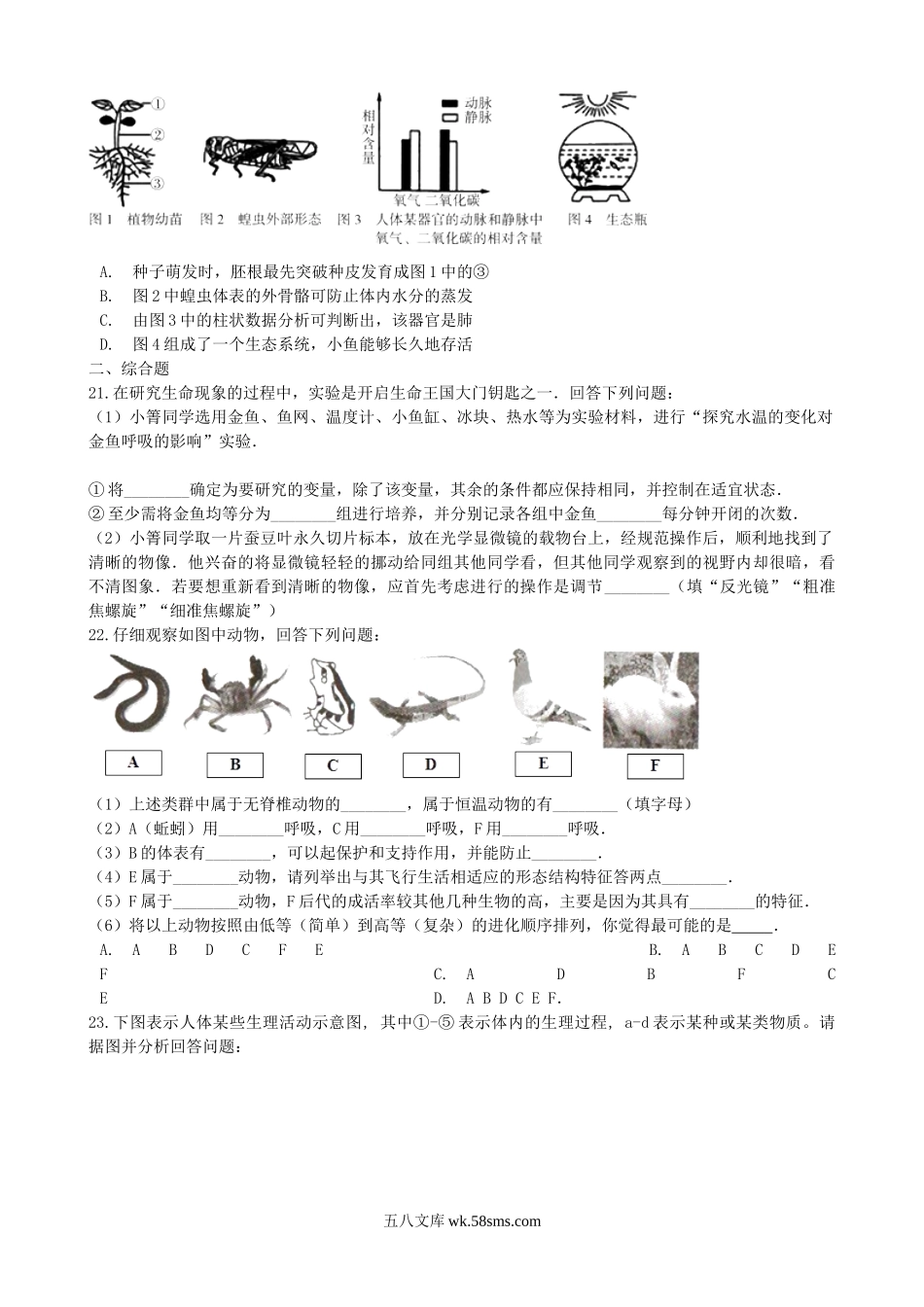 河南省濮阳市2019年中考生物模拟试卷（一）_八年级下册生物.doc_第3页