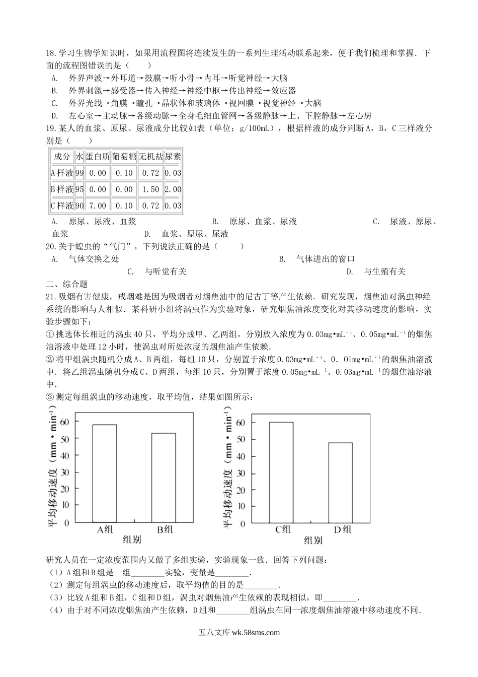 河南省濮阳市2019年中考生物模拟试卷（二）_八年级下册生物.doc_第3页