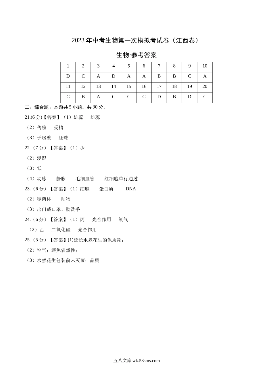 生物（江西卷）（参考答案）_八年级下册生物.docx_第1页