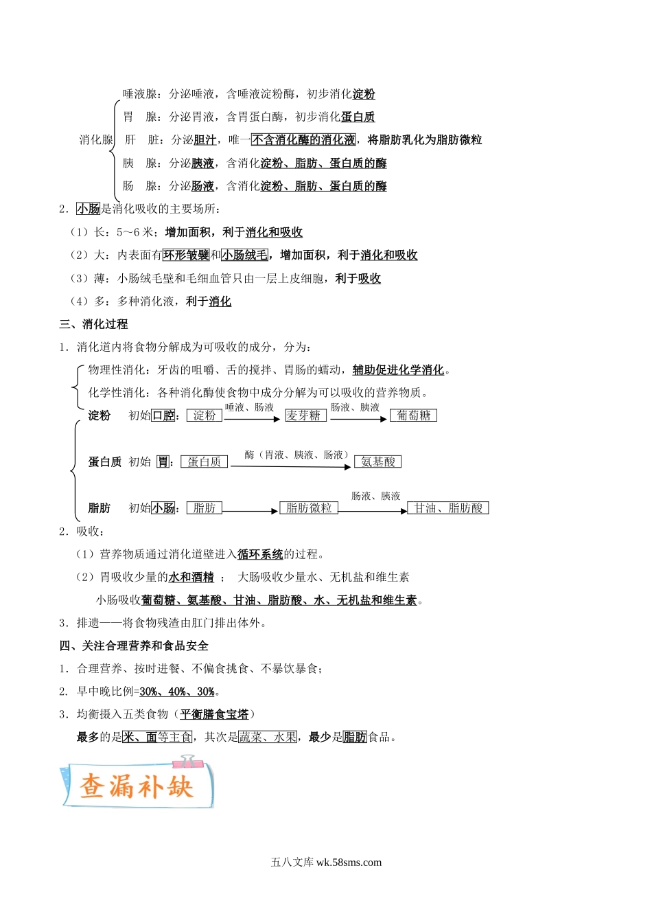 考点11 人体的营养-备战2022年中考生物一轮复习考点微专题(31264900)_八年级下册生物.doc_第3页