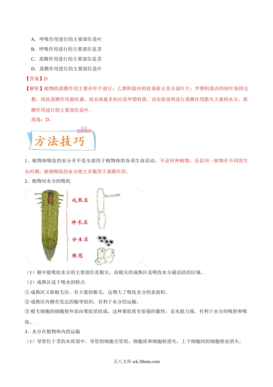 考点07 植物的蒸腾作用-备战2022年中考生物一轮复习考点微专题(31157752)_八年级下册生物.doc_第2页