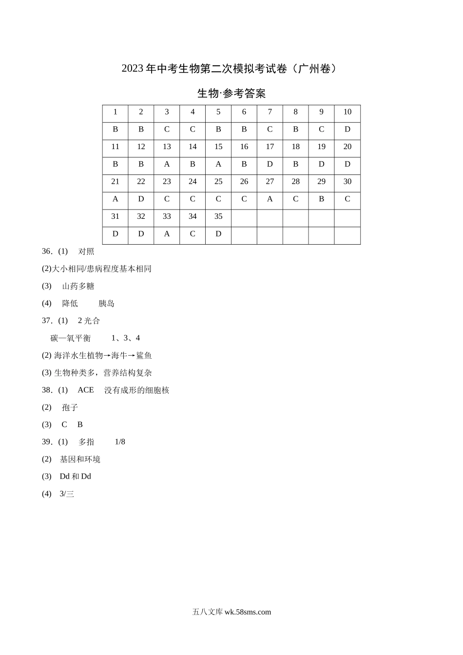 生物（广州卷）（参考答案）_八年级下册生物.docx_第1页