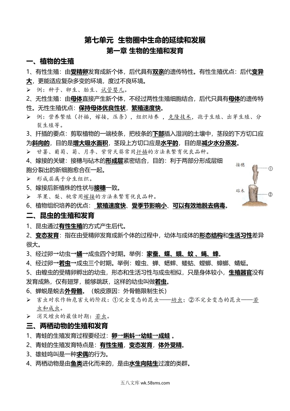 11+生物的生殖和发育+生物的遗传与变异-2022年中考生物一轮复习核心考点必背知识清单_八年级下册生物.docx_第1页