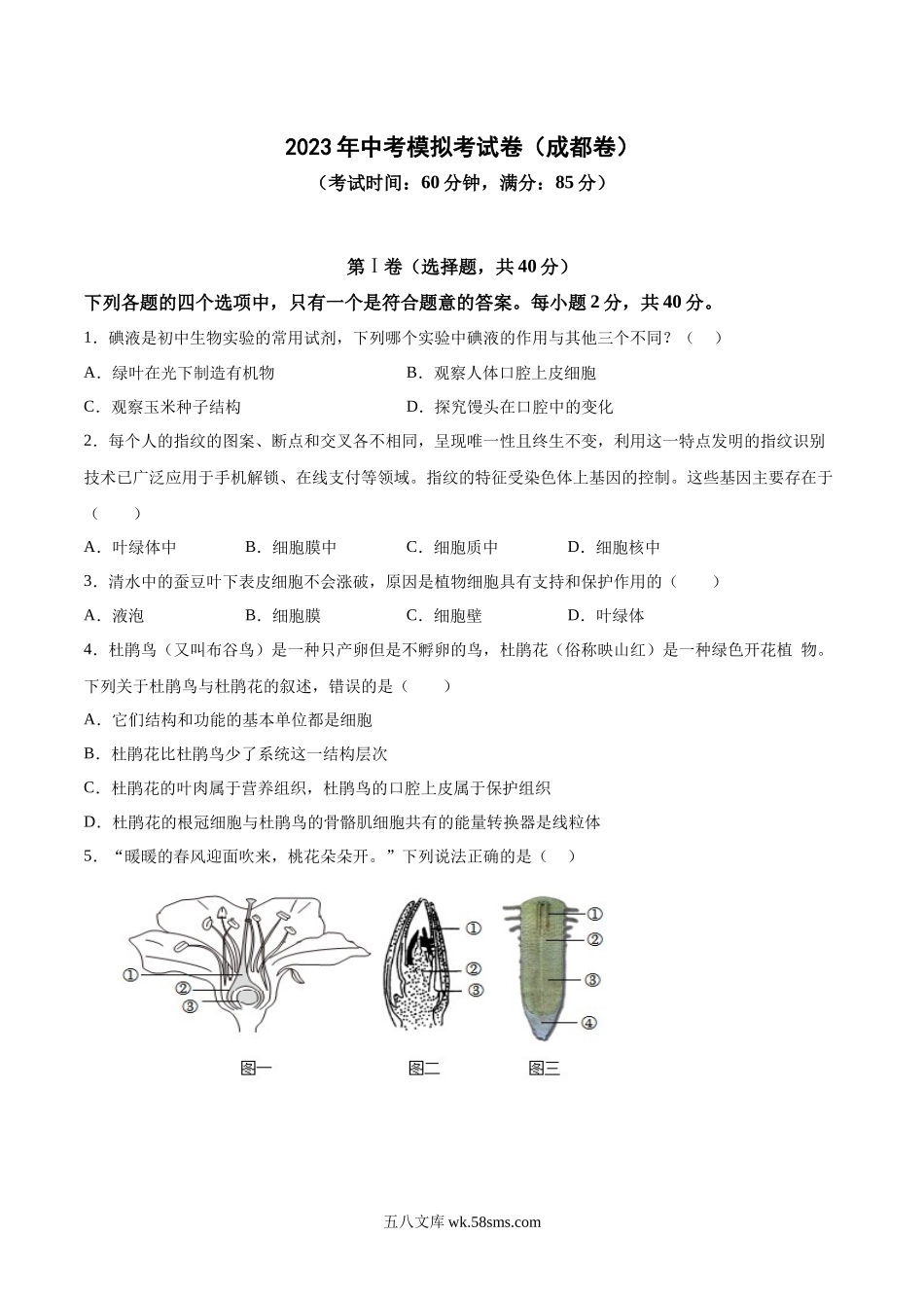 生物（成都卷）（考试版）_八年级下册生物 (1).docx_第1页