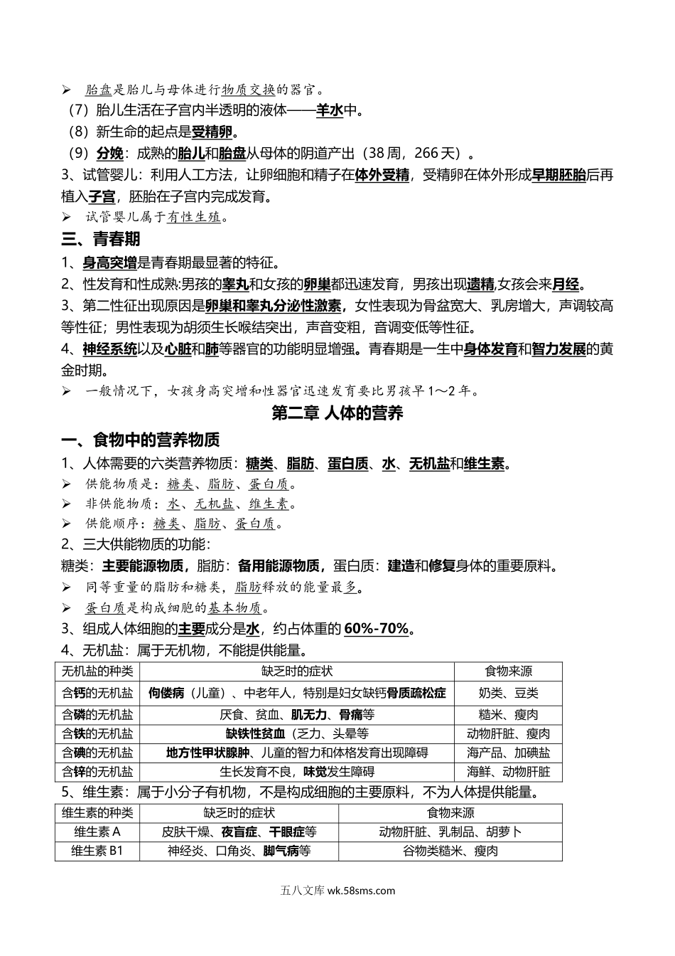 06+人的由来+人体的营养-2022年中考生物一轮复习核心考点必背知识清单_八年级下册生物.docx_第2页