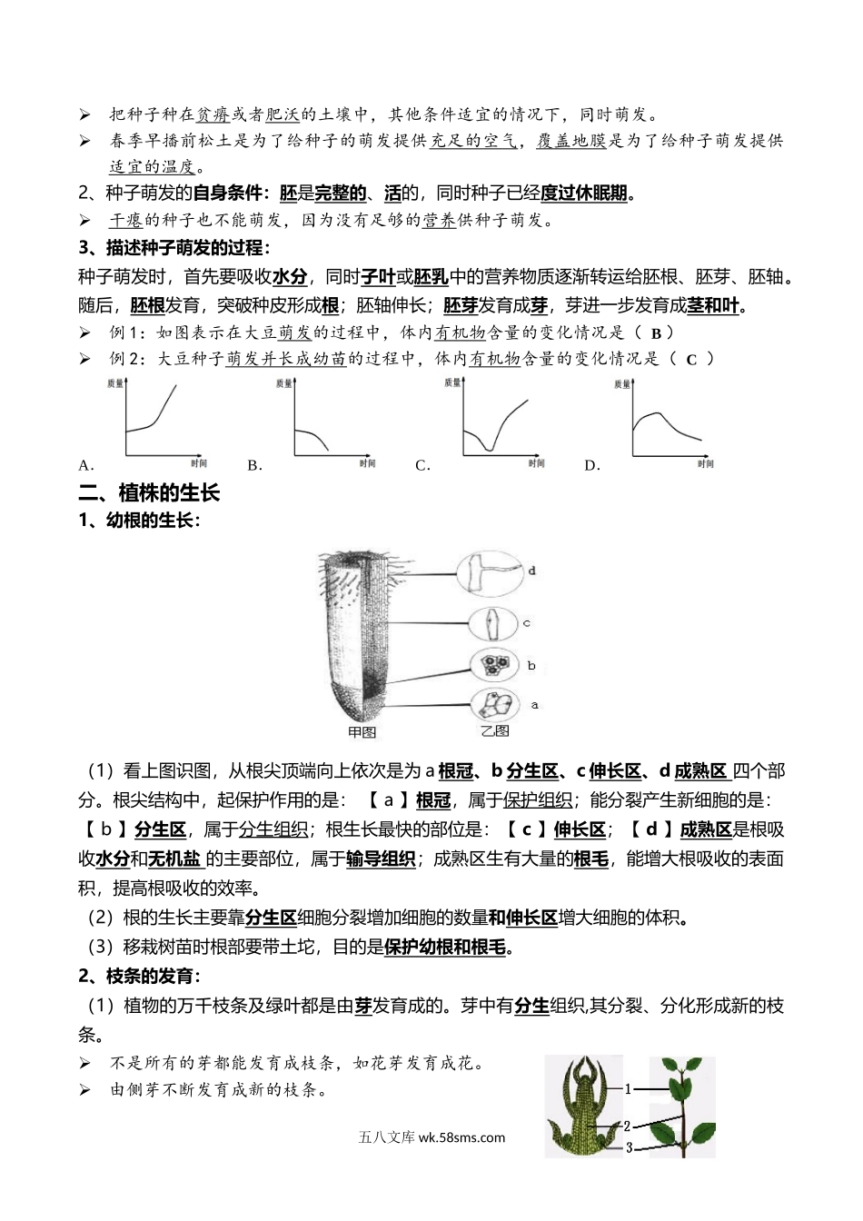 04+生物圈中有哪些绿色植物+被子植物的一生-2022年中考生物一轮复习核心考点必背知识清单_八年级下册生物.docx_第3页