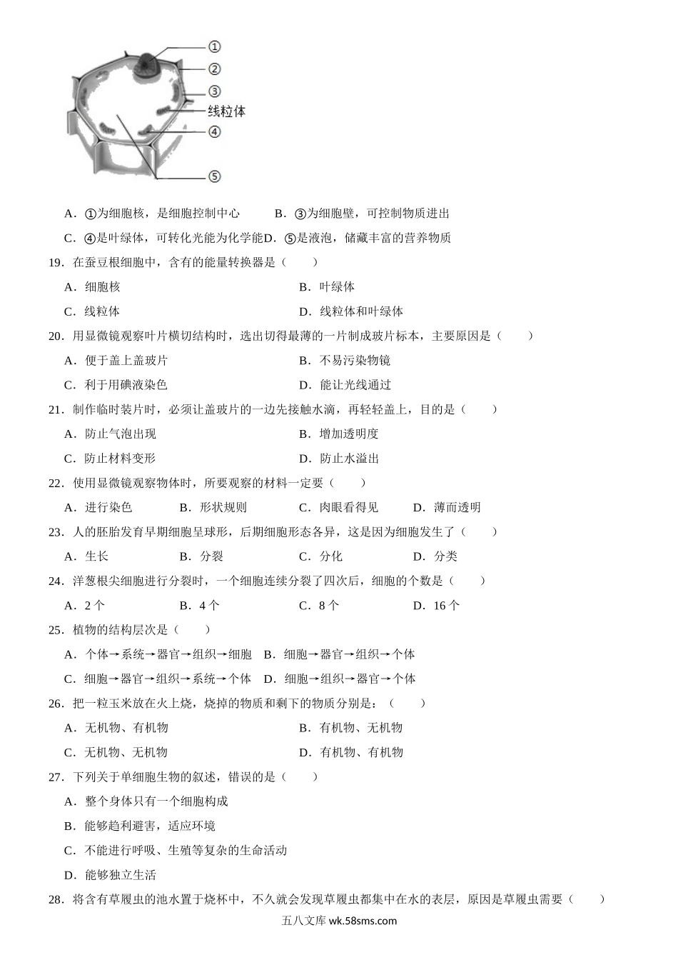 人教版七年级上册生物期中试卷1_八年级下册生物.doc_第3页