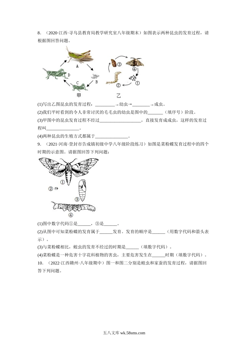 7.1.2 昆虫的生殖和发育（原卷版）_八年级下册生物.docx_第3页