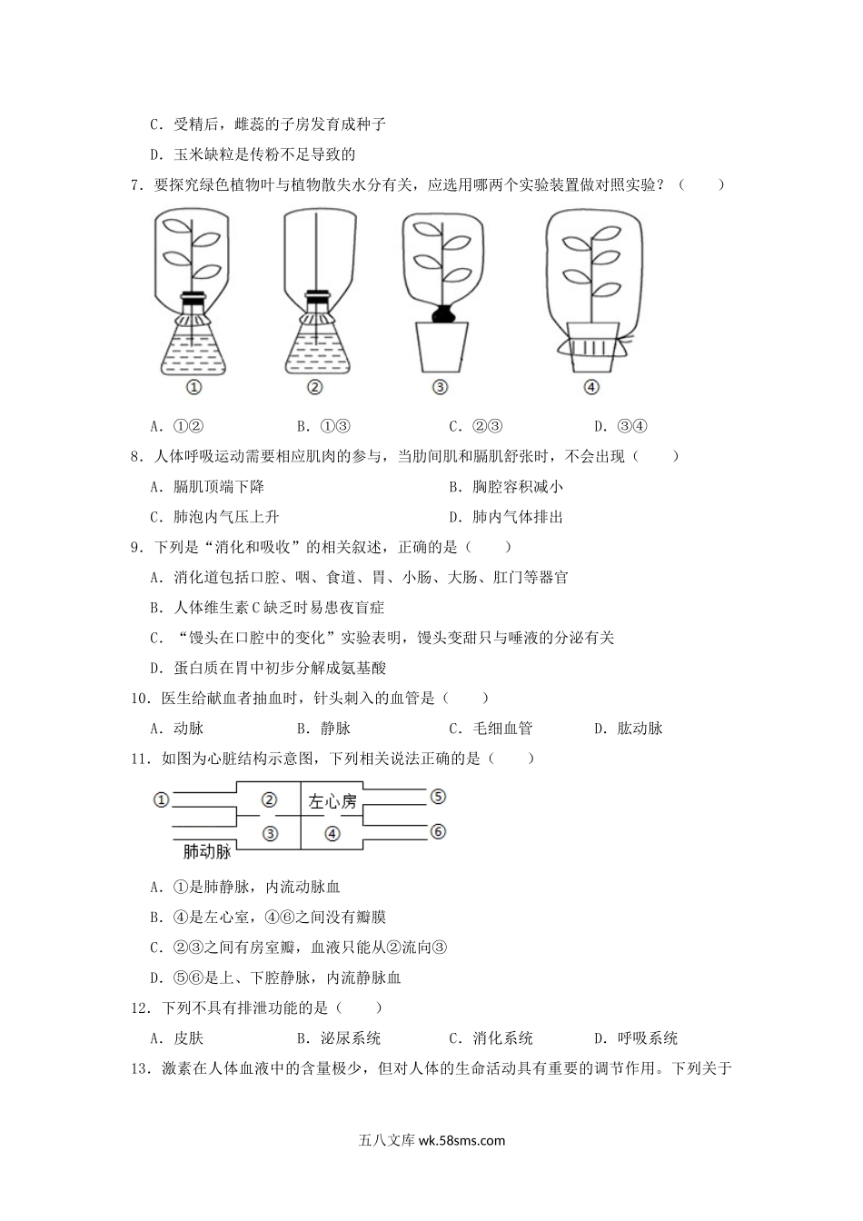 山东省聊城市城区2019年中考生物二模试卷_八年级下册生物.doc_第2页