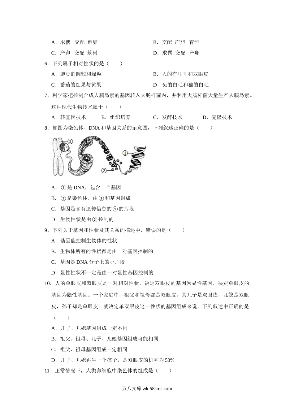 02.八年级（下）期中生物试卷(1)_八年级下册生物.doc_第2页