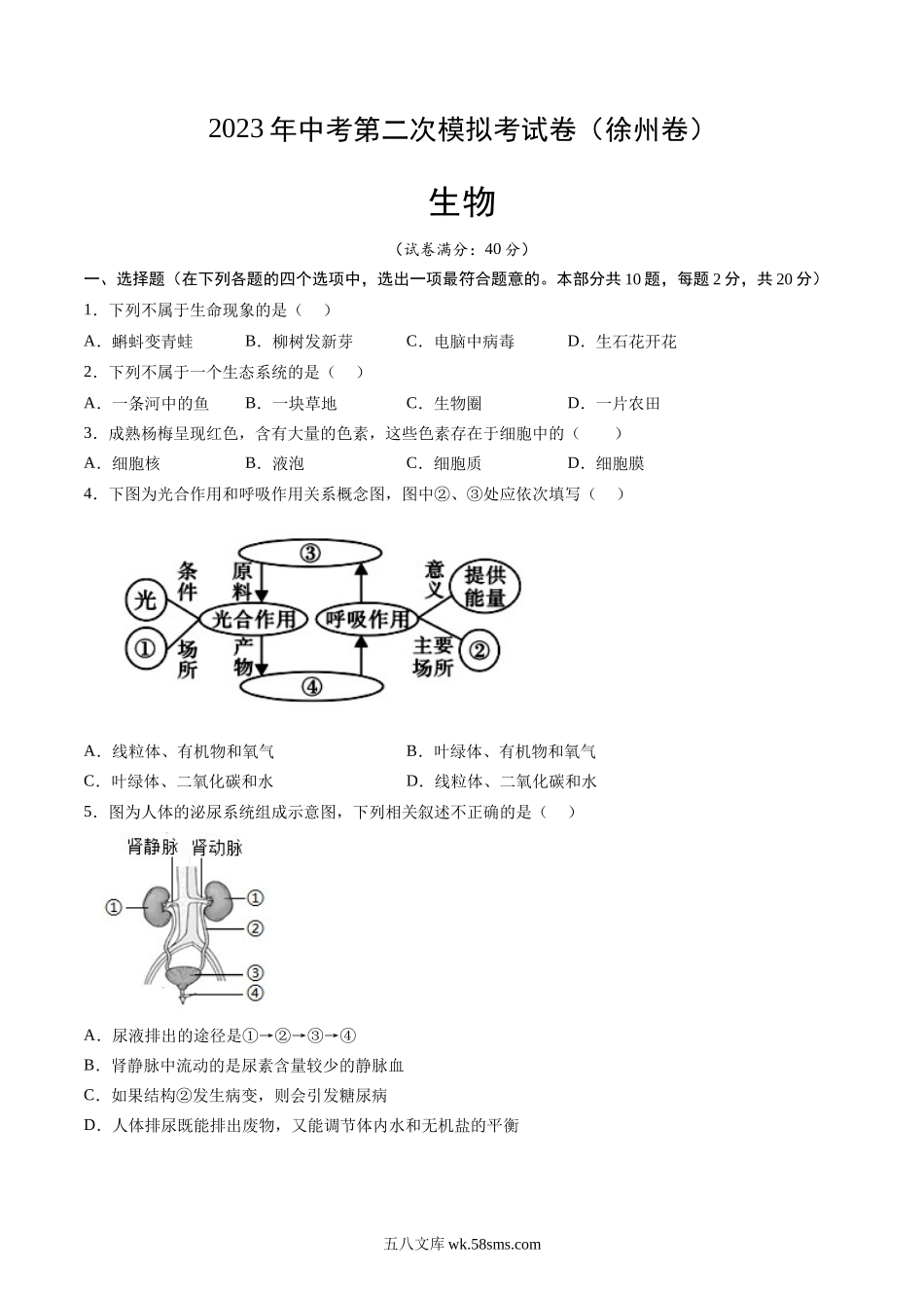 生物（徐州卷）（考试版）_八年级下册生物.docx_第1页