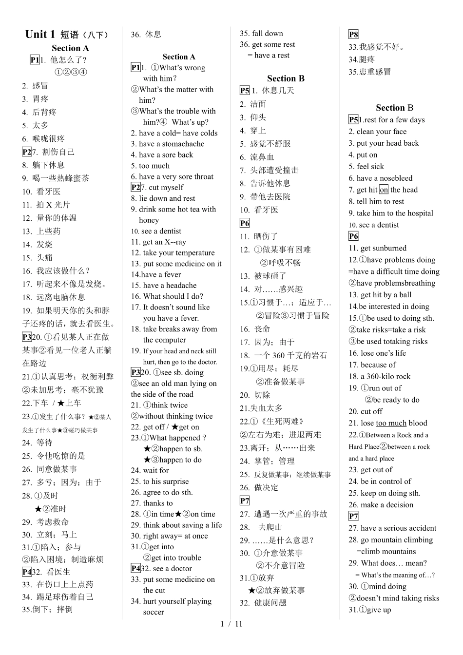 新人教版八下英语词组与固定搭配归纳(完整版)_八年级下册_八年级英语下册.pdf_第1页