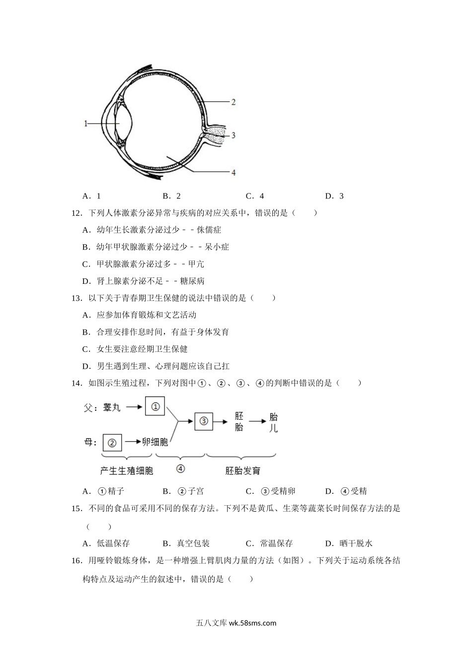 01.八年级（下）期中生物试卷（一模）_八年级下册生物.doc_第3页