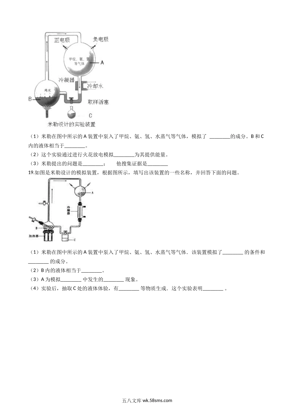 北师大版八年级下册生物当堂练习-21.1生命的起源_八年级下册生物.docx_第3页