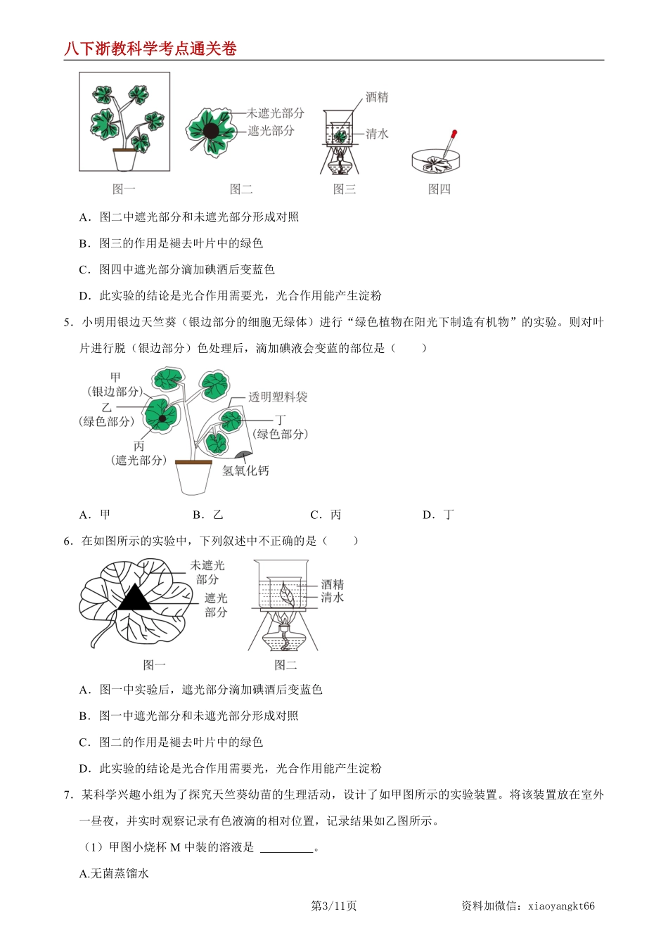 【八下浙教科学】第三章  空气与生命【单元测试·考点通关卷】（原卷版）_八年级下册_八年级科学下册.pdf_第3页