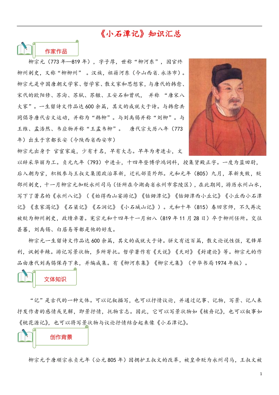 专题02《小石潭记》知识汇总（部编版）_八年级下册_八年级语文下册.pdf_第1页