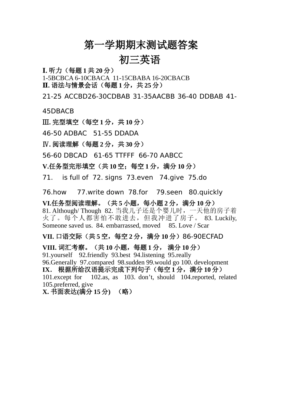 1  第一学期期末试题初三英语答案_九年级上册.doc_第1页