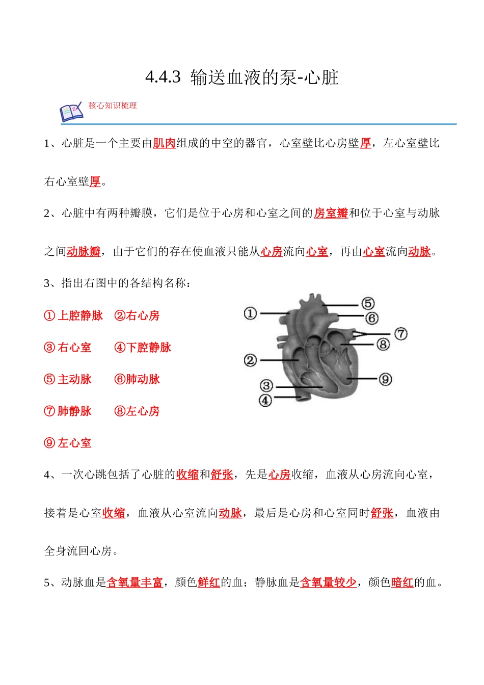 4.4.3 输送血液的泵-心脏-2022-2023学年七年级生物下册课后培优分级练（人教版）（解析版）.docx_第1页