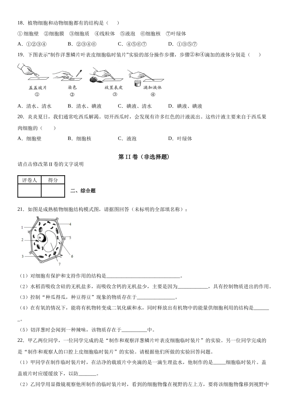 08.月考生物试题_七年级上册.docx_第3页