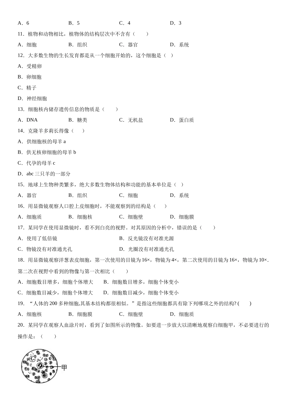 期中生物试题06(1)_七年级上册.docx_第2页