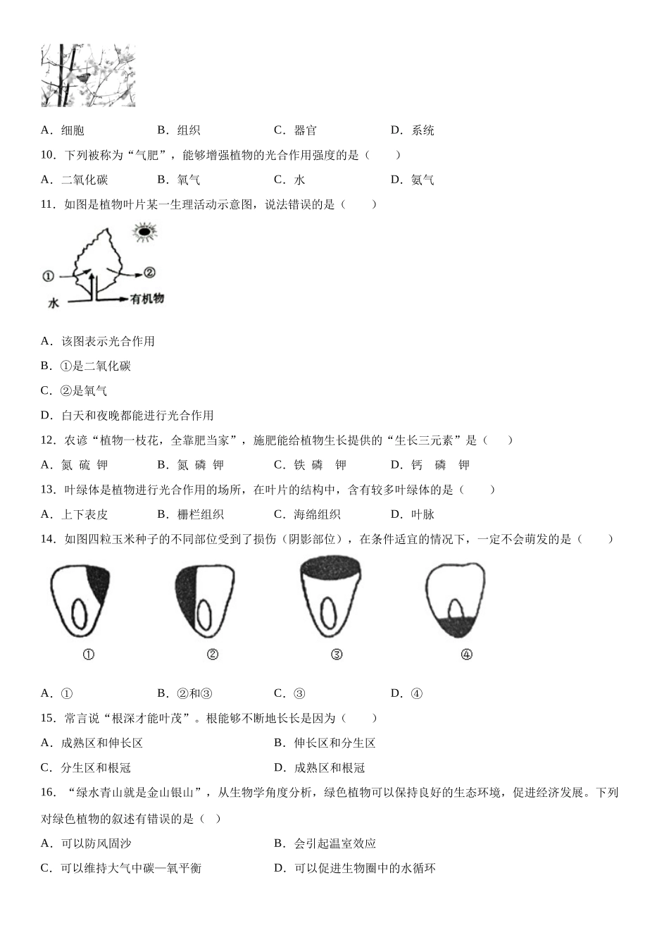 生物试题02_七年级上册.docx_第2页