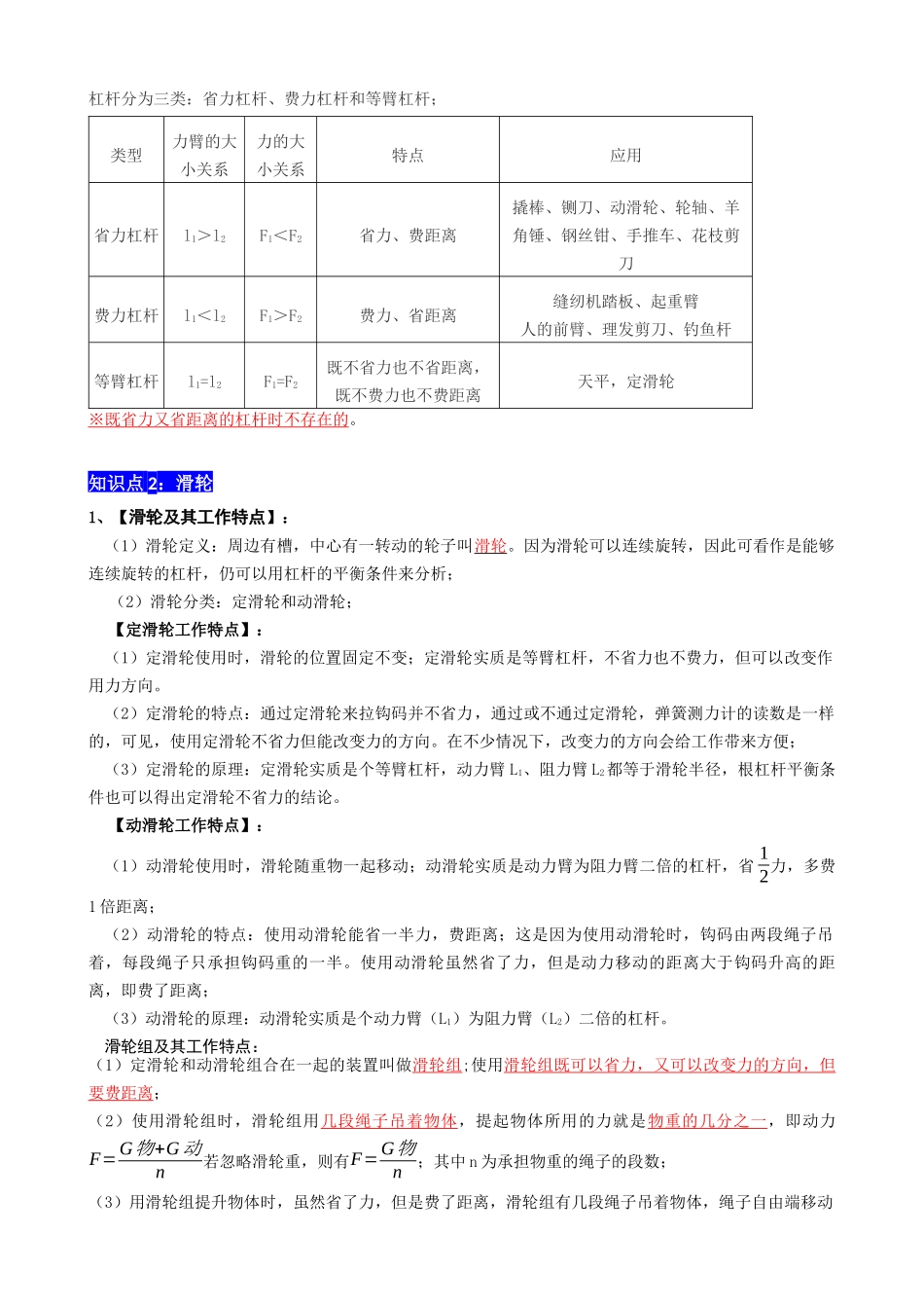 专题12 简单机械 - 中考【背诵清单】.docx_第2页