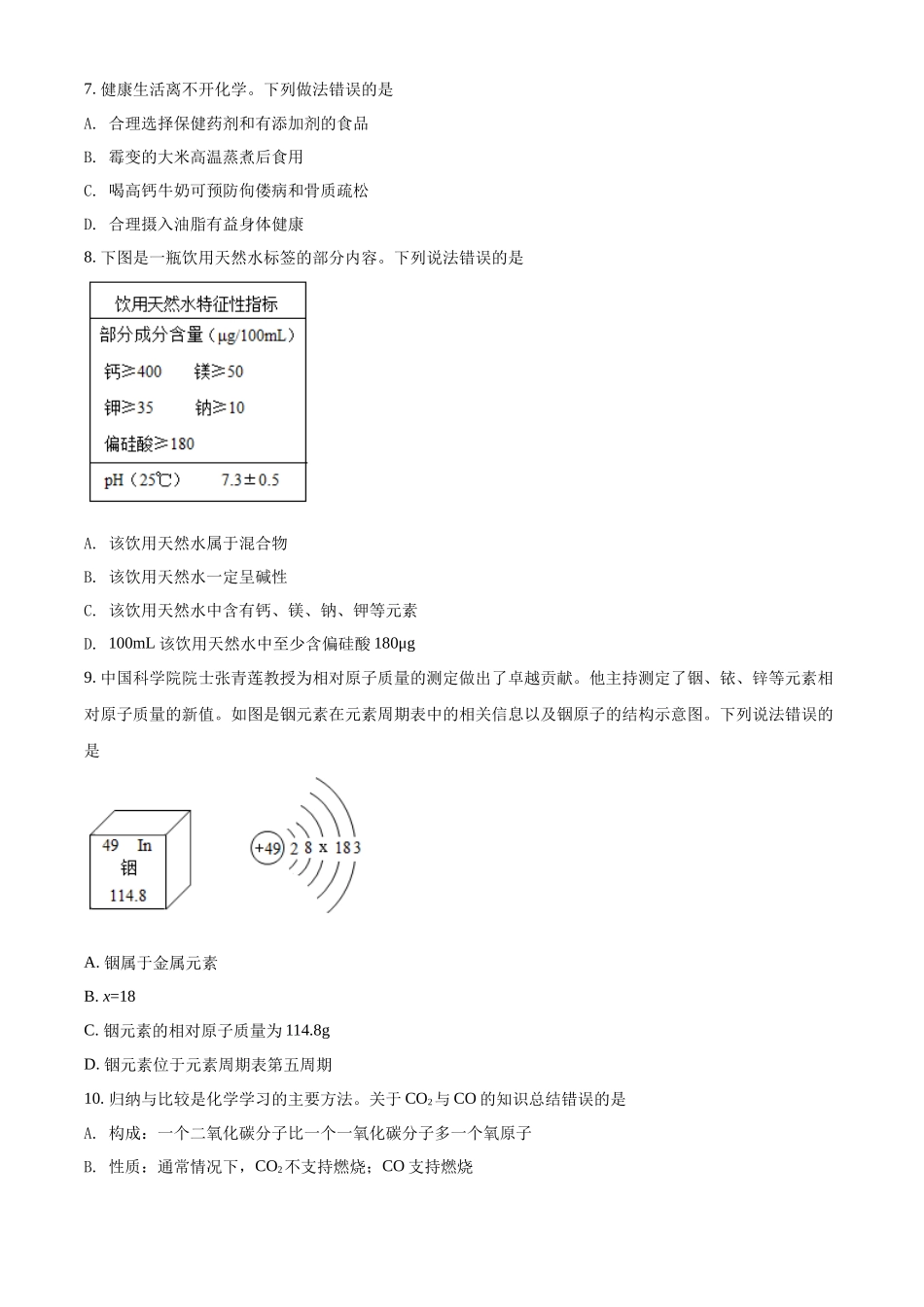 精品解析：2022年黑龙江省龙东地区中考化学真题（原卷版）_九年级下册.docx_第2页