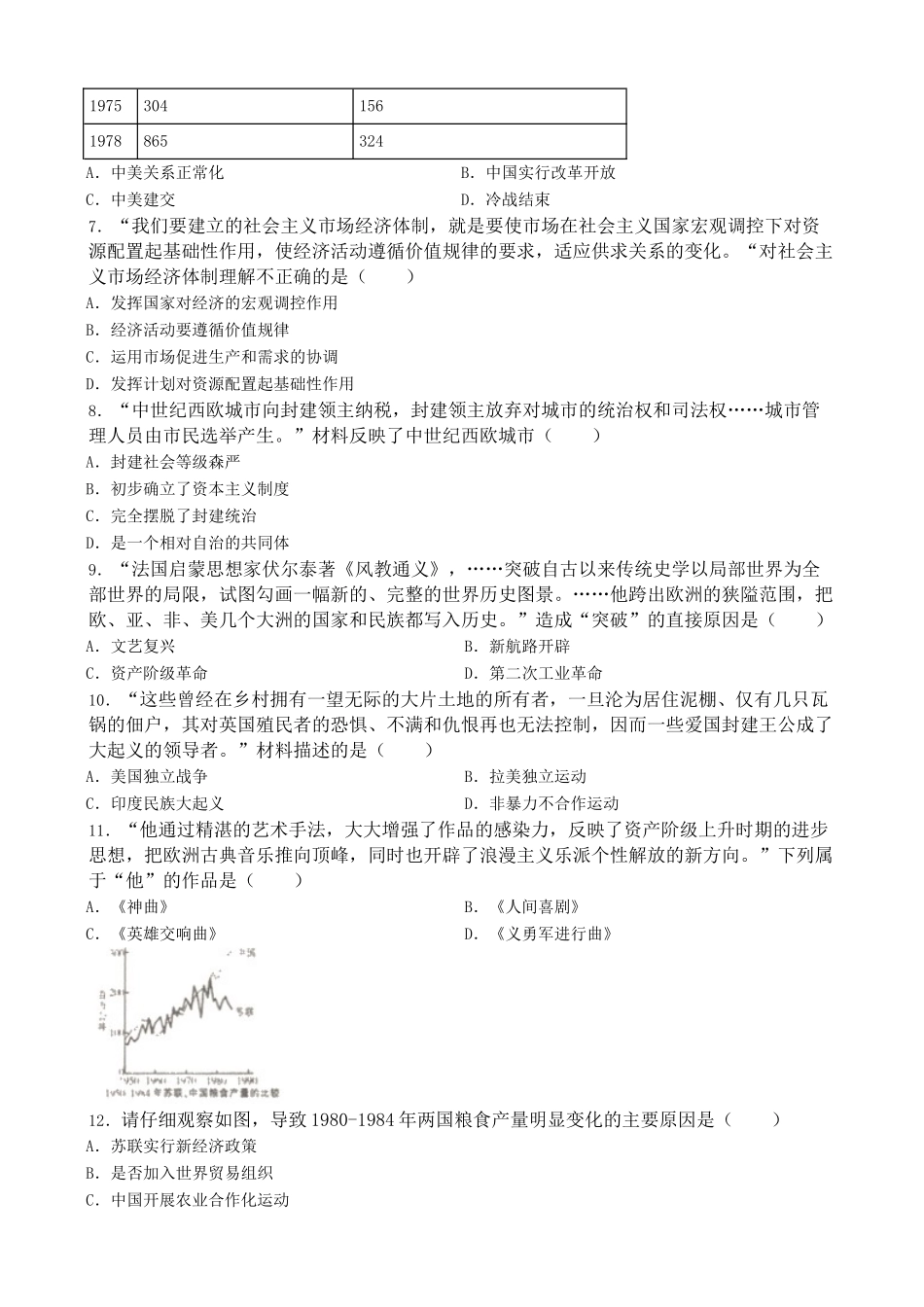 江西省2019年中考历史真题试题（含解析）_九年级下册.doc_第2页