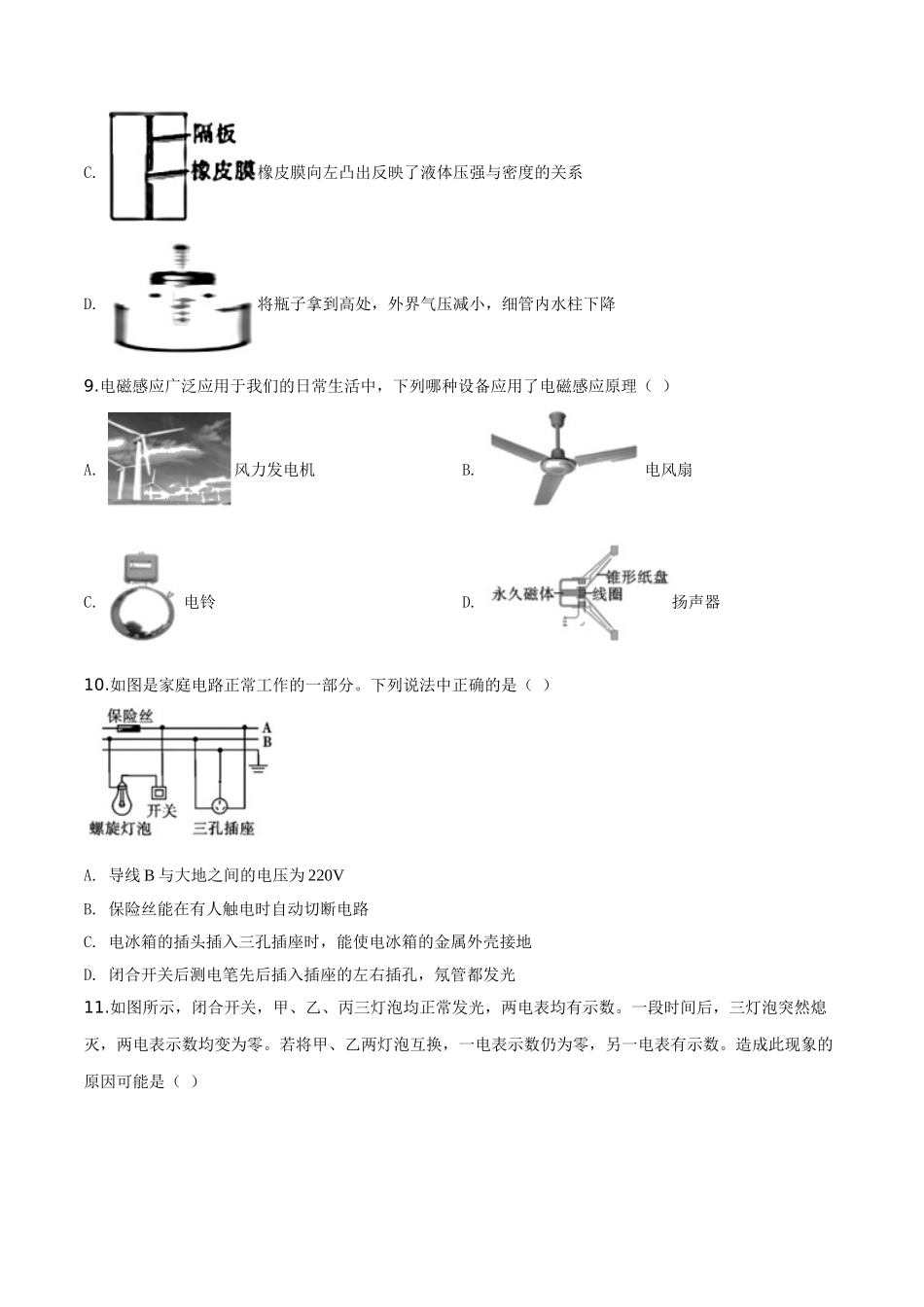 精品解析：2019年四川省攀枝花市中考物理试题（原卷版）_九年级下册.doc_第3页
