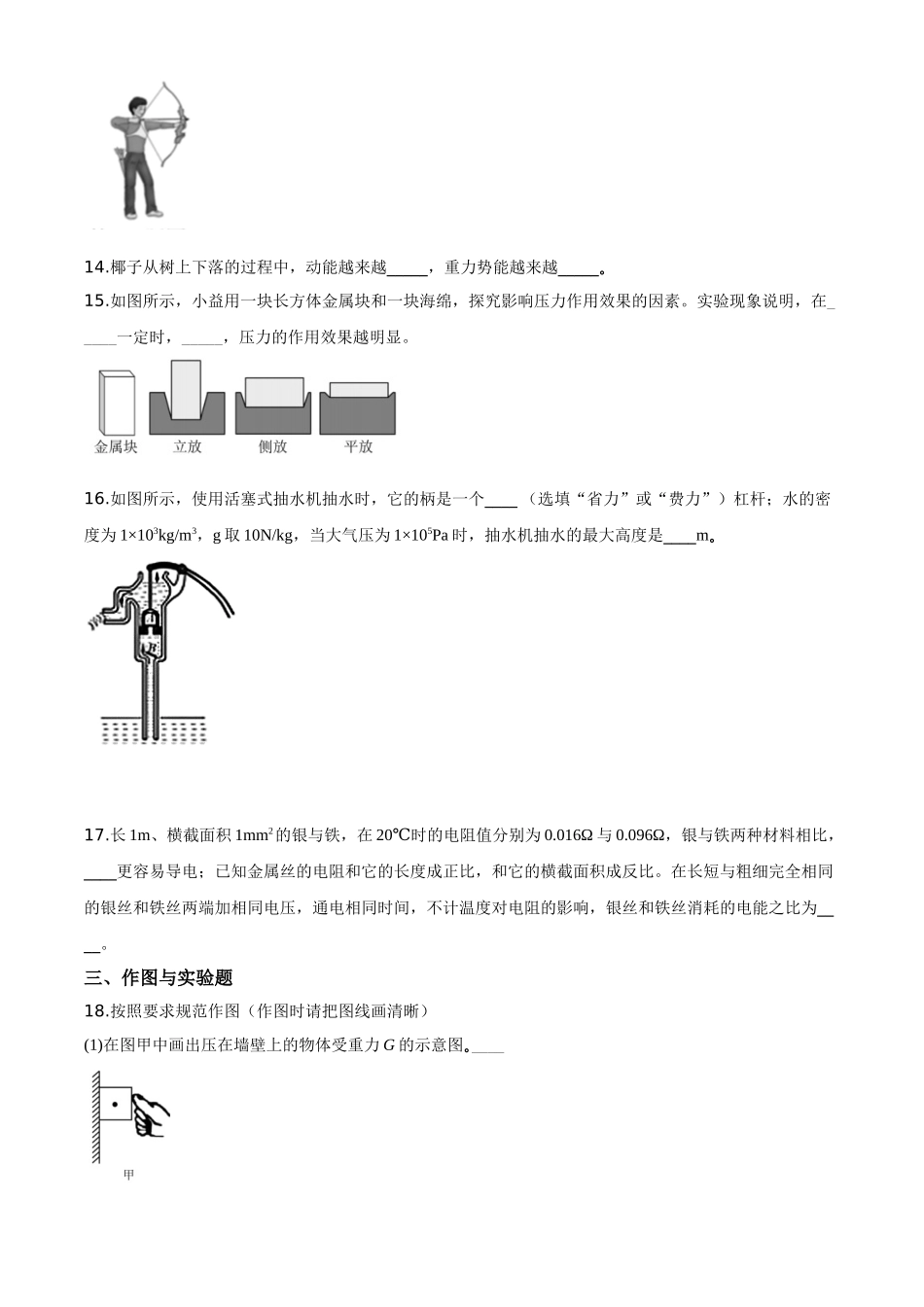 精品解析：2020年海南省中考物理试题（原卷版）_九年级下册.doc_第3页