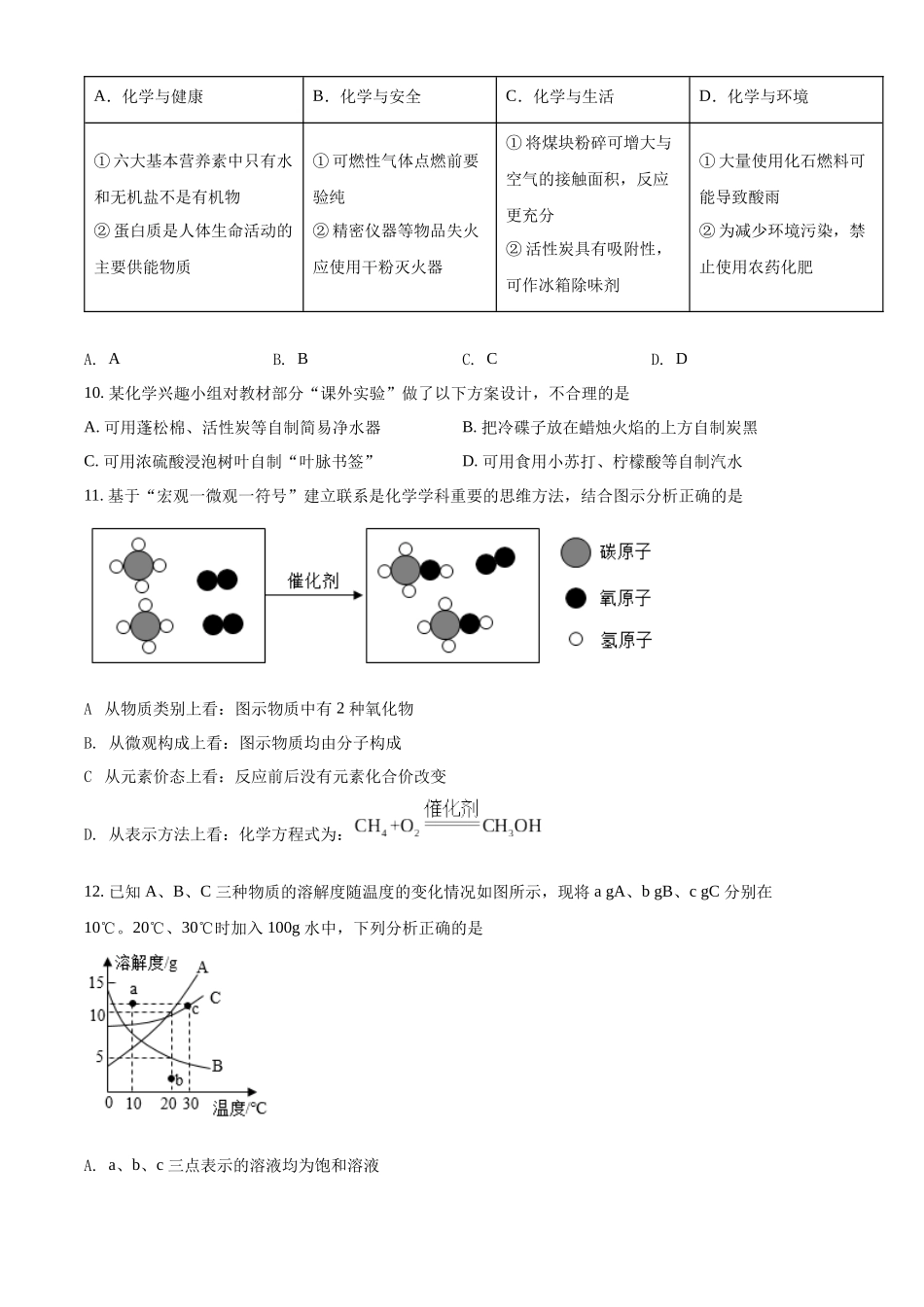 精品解析：2022年湖南省岳阳市中考化学真题（原卷版）_九年级下册.docx_第3页