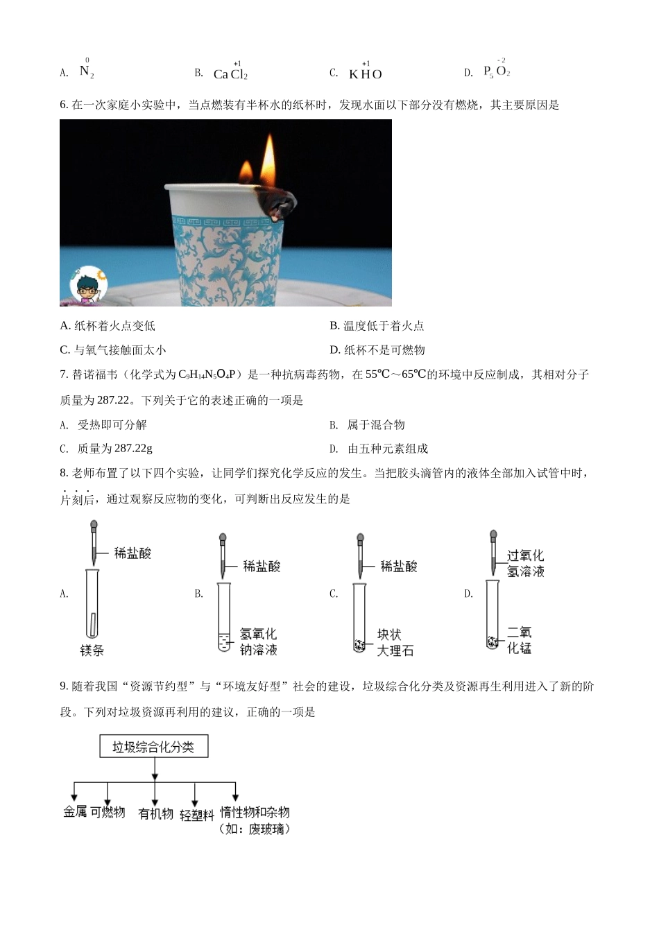 精品解析：2022年山西省中考化学真题（原卷版）_九年级下册.docx_第2页