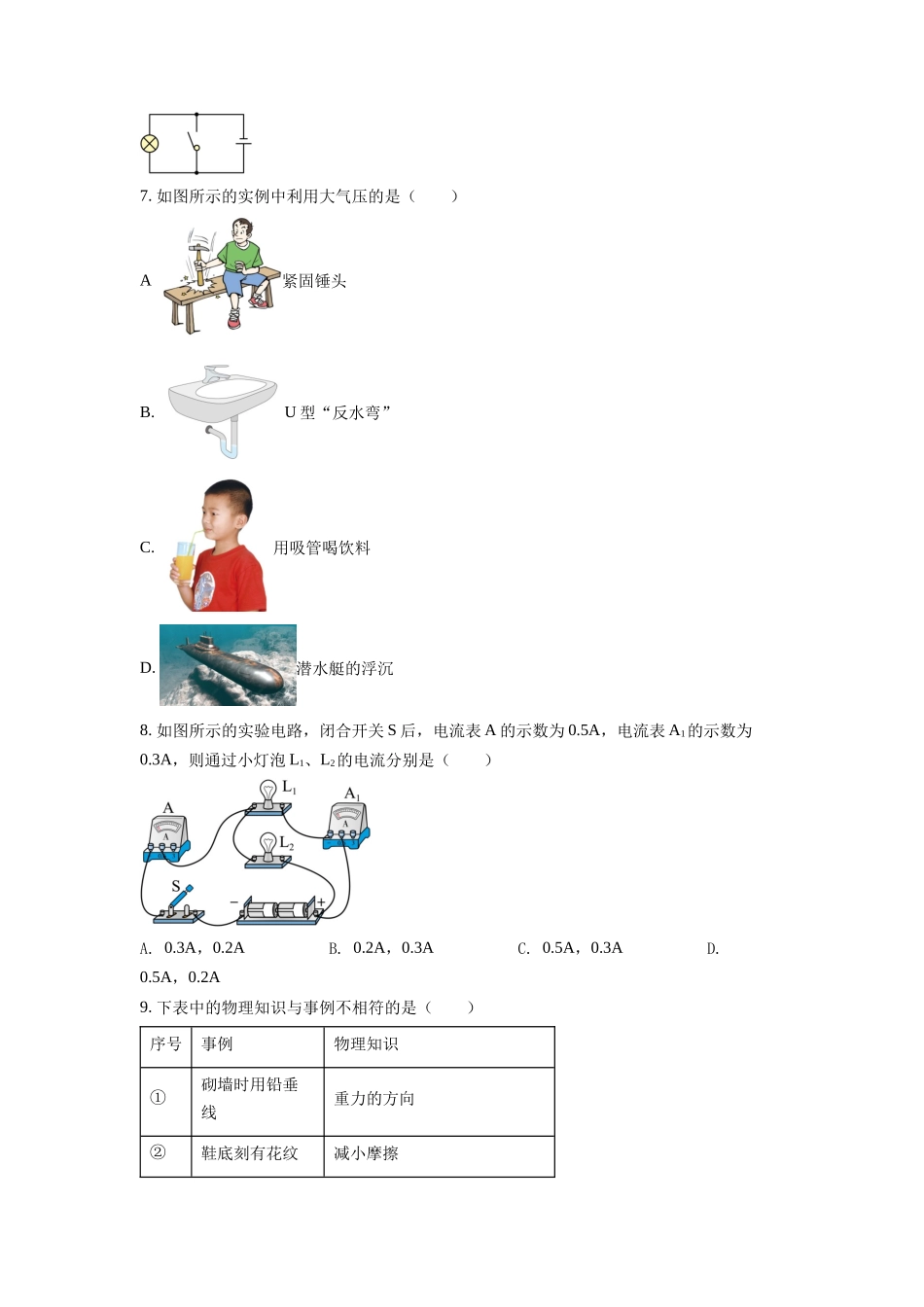 精品解析：2022年天津市中考物理试题（原卷版）_九年级下册 (1).docx_第2页