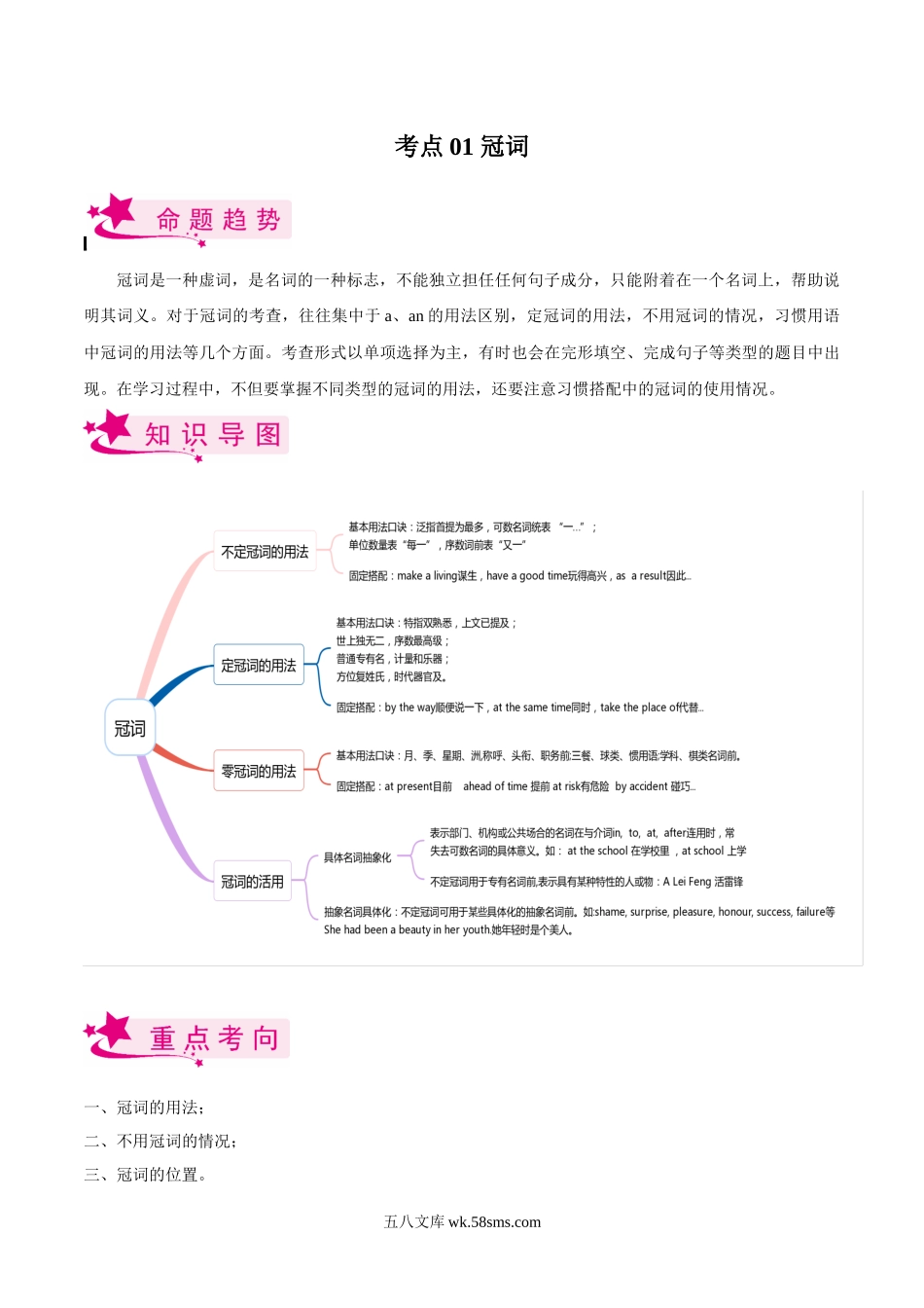 考点01 冠词-备战2023年中考英语一轮复习考点帮（全国通用）（解析版）_九年级下册.docx_第1页